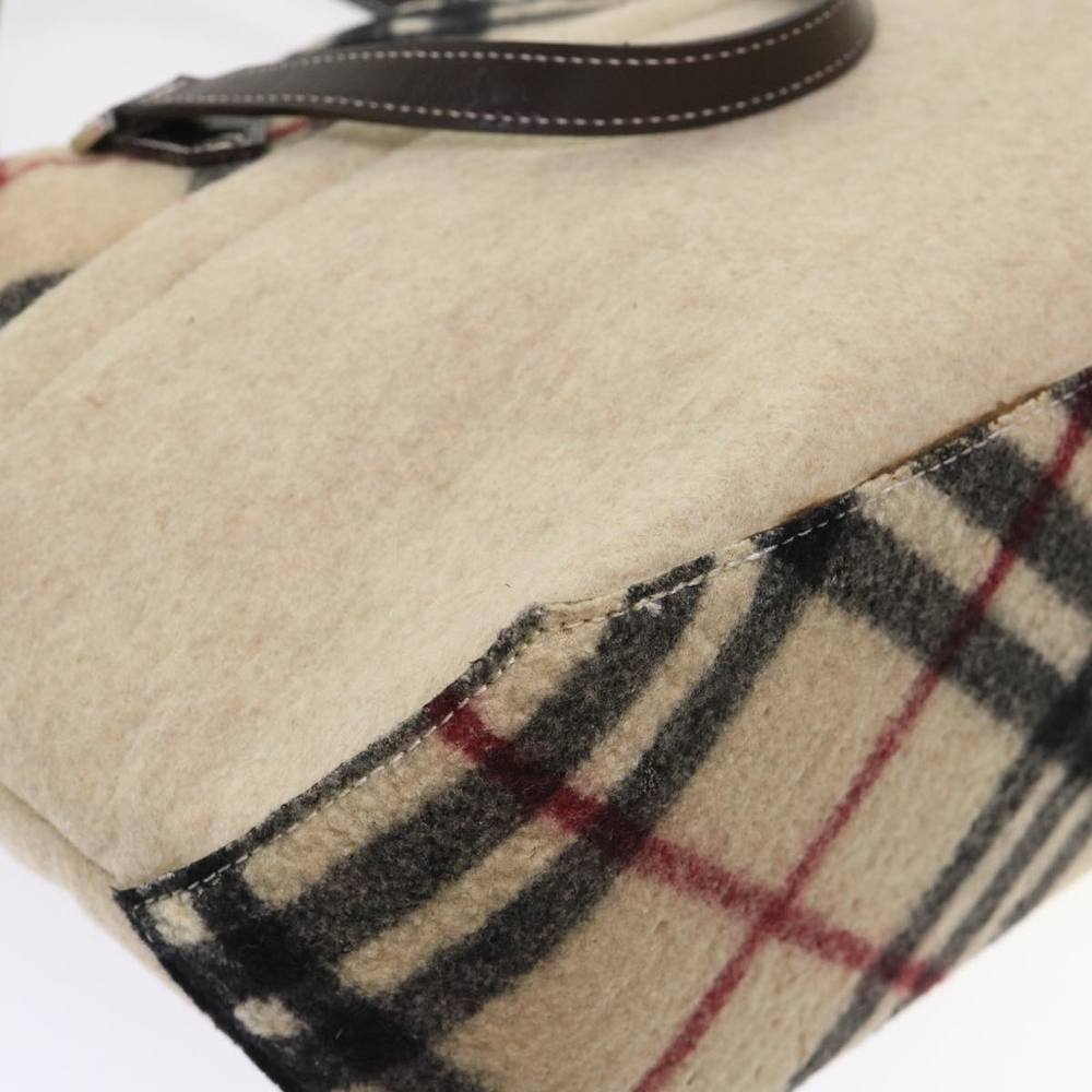 BURBERRY Nova Check Blue Label Tote Bag Wool Beige Auth bs6452 - Picture 16 of 16